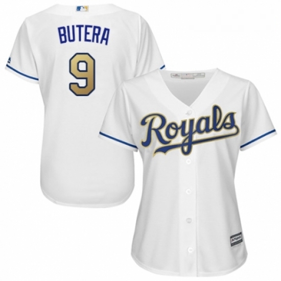 Womens Majestic Kansas City Royals 9 Drew Butera Replica White Home Cool Base MLB Jersey Womens Majestic Kansas City Royals 9 Drew Butera Replica White Home Cool Base MLB Jersey