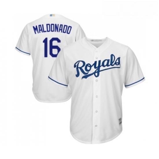 Youth Kansas City Royals 16 Martin Maldonado Replica White Home Cool Base Baseball Jersey Youth Kansas City Royals 16 Martin Maldonado Replica White Home Cool Base Baseball Jersey