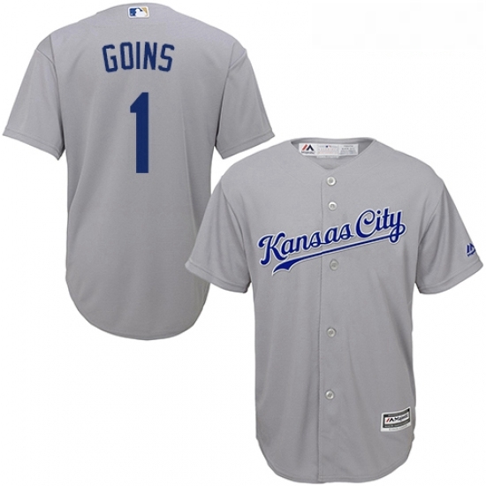 Youth Majestic Kansas City Royals 1 Ryan Goins Replica Grey Road Cool Base MLB Jersey Youth Majestic Kansas City Royals 1 Ryan Goins Replica Grey Road Cool Base MLB Jersey