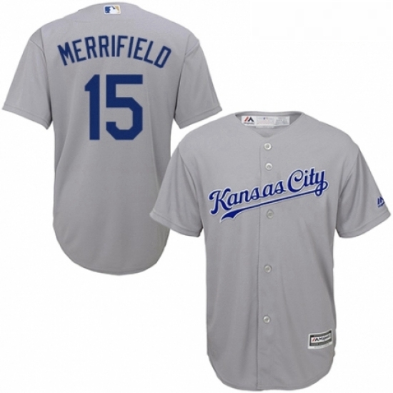 Youth Majestic Kansas City Royals 15 Whit Merrifield Replica Grey Road Cool Base MLB Jersey Youth Majestic Kansas City Royals 15 Whit Merrifield Replica Grey Road Cool Base MLB Jersey