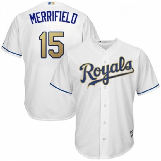 Youth Majestic Kansas City Royals 15 Whit Merrifield Replica White Home Cool Base MLB Jersey Youth Majestic Kansas City Royals 15 Whit Merrifield Replica White Home Cool Base MLB Jersey