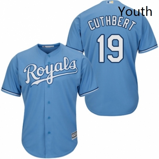 Youth Majestic Kansas City Royals 19 Cheslor Cuthbert Replica Light Blue Alternate 1 Cool Base MLB Jersey Youth Majestic Kansas City Royals 19 Cheslor Cuthbert Replica Light Blue Alternate 1 Cool Base MLB Jersey