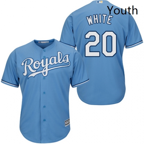 Youth Majestic Kansas City Royals 20 Frank White Replica Light Blue Alternate 1 Cool Base MLB Jersey Youth Majestic Kansas City Royals 20 Frank White Replica Light Blue Alternate 1 Cool Base MLB Jersey