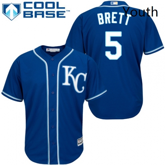 Youth Majestic Kansas City Royals 5 George Brett Authentic Blue Alternate 2 Cool Base MLB Jersey Youth Majestic Kansas City Royals 5 George Brett Authentic Blue Alternate 2 Cool Base MLB Jersey