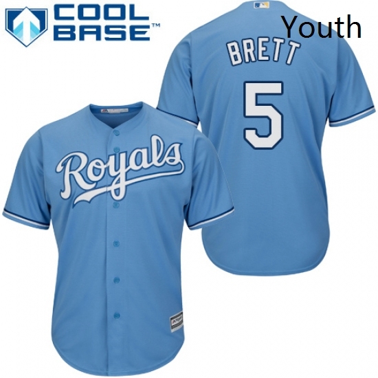 Youth Majestic Kansas City Royals 5 George Brett Authentic Light Blue Alternate 1 Cool Base MLB Jersey Youth Majestic Kansas City Royals 5 George Brett Authentic Light Blue Alternate 1 Cool Base MLB Jersey