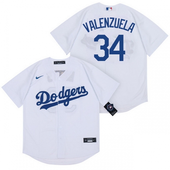 Dodgers 34 Fernando Valenzuela White 2020 Nike Cool Base Jersey Dodgers 34 Fernando Valenzuela White 2020 Nike Cool Base Jersey