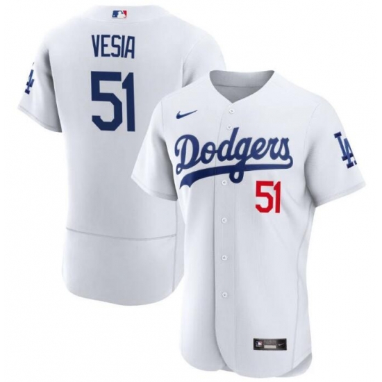 Los Angeles Dodgers Alex Vesia #51 White Flex Base Stitched Home Jersey Los Angeles Dodgers Alex Vesia #51 White Flex Base Stitched Home Jersey