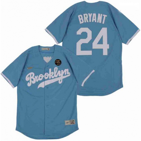 Men Brooklyn 24 Kobe Bryant Light Blue Cool Base Stitched MLB Jersey Men Brooklyn 24 Kobe Bryant Light Blue Cool Base Stitched MLB Jersey