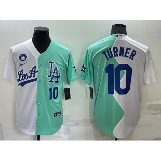 Men Los Angeles Dodgers 10 Justin Turner 2022 All Star White Green Cool Base Baseball Jersey Men Los Angeles Dodgers 10 Justin Turner 2022 All Star White Green Cool Base Baseball Jersey