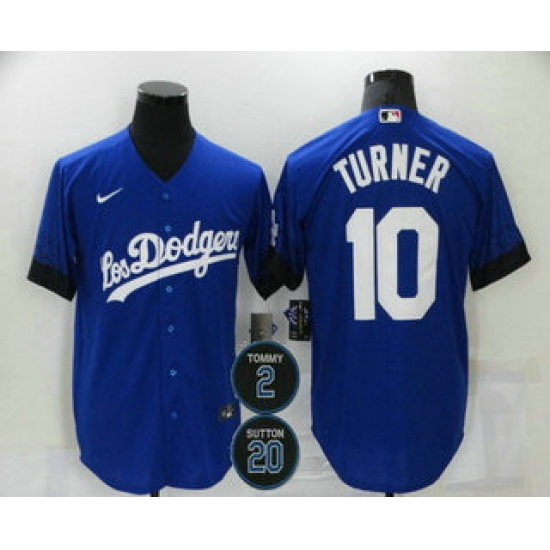 Men Los Angeles Dodgers 10 Justin Turner Blue 2 20 Patch City Connect Cool Base Stitched Jersey Men Los Angeles Dodgers 10 Justin Turner Blue 2 20 Patch City Connect Cool Base Stitched Jersey