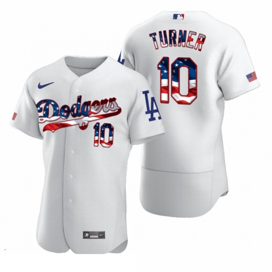 Men Los Angeles Dodgers 10 Justin Turner Men Nike White Fluttering USA Flag Limited Edition Flex Base MLB Jersey Men Los Angeles Dodgers 10 Justin Turner Men Nike White Fluttering USA Flag Limited Edition Flex Base MLB Jersey
