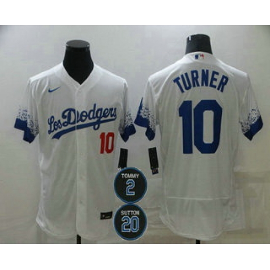 Men Los Angeles Dodgers 10 Justin Turner White 2 20 Patch City Connect Flex Base Stitched Jersey Men Los Angeles Dodgers 10 Justin Turner White 2 20 Patch City Connect Flex Base Stitched Jersey