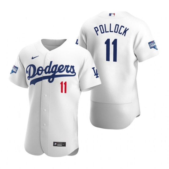 Men Los Angeles Dodgers 11 A J Pollock White 2020 World Series Champions Flex Base Jersey Men Los Angeles Dodgers 11 A J Pollock White 2020 World Series Champions Flex Base Jersey