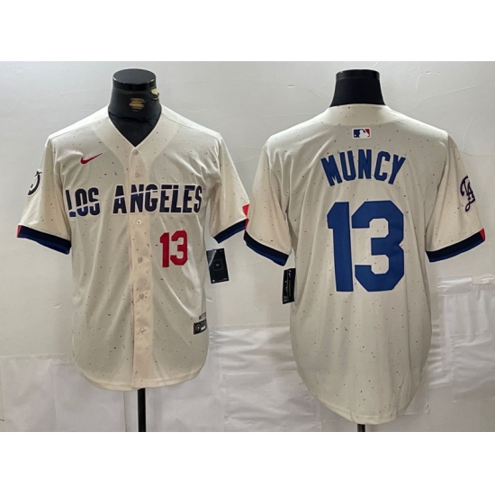 Men Los Angeles Dodgers 13 Max Muncy Cream Stitched Baseball Jersey 6 Men Los Angeles Dodgers 13 Max Muncy Cream Stitched Baseball Jersey 6