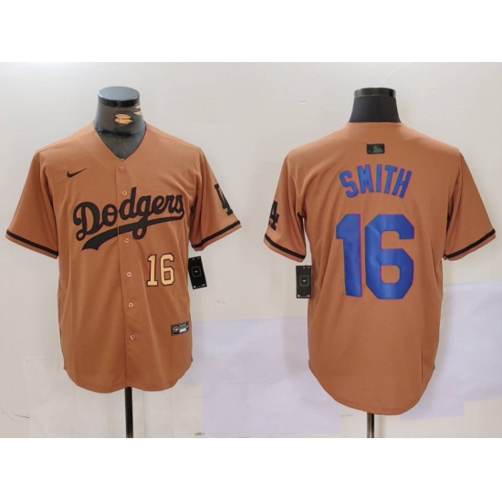 Men Los Angeles Dodgers 16 Will Smith Brown Cool Base Stitched Baseball Jersey 2 Men Los Angeles Dodgers 16 Will Smith Brown Cool Base Stitched Baseball Jersey 2