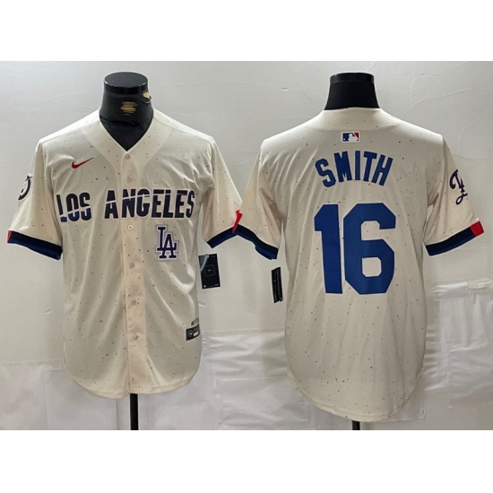 Men Los Angeles Dodgers 16 Will Smith Cream Stitched Baseball Jersey 2 Men Los Angeles Dodgers 16 Will Smith Cream Stitched Baseball Jersey 2