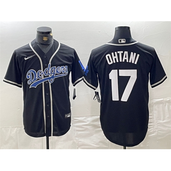 Men Los Angeles Dodgers 17 Shohei Ohtani Black Cool Base With Patch Stitched Baseball Jersey II Men Los Angeles Dodgers 17 Shohei Ohtani Black Cool Base With Patch Stitched Baseball Jersey II