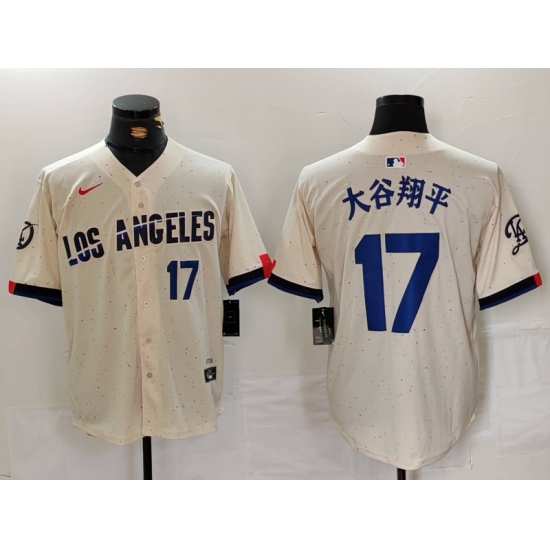 Men Los Angeles Dodgers 17 Shohei Ohtani Cream Stitched Baseball Jersey 4 Men Los Angeles Dodgers 17 Shohei Ohtani Cream Stitched Baseball Jersey 4