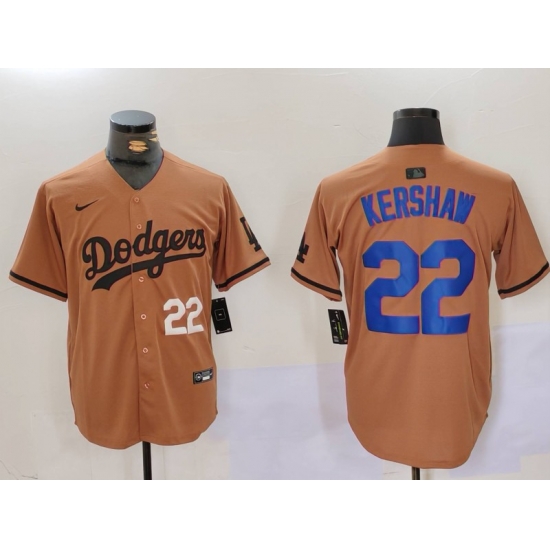 Men Los Angeles Dodgers 22 22 Clayton Kershaw Brown Cool Base Stitched Baseball Jersey 1 Men Los Angeles Dodgers 22 22 Clayton Kershaw Brown Cool Base Stitched Baseball Jersey 1