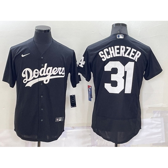 Men Los Angeles Dodgers 31 Max Scherzer Black Flex Base Stitched Baseball Jerseyy Men Los Angeles Dodgers 31 Max Scherzer Black Flex Base Stitched Baseball Jerseyy