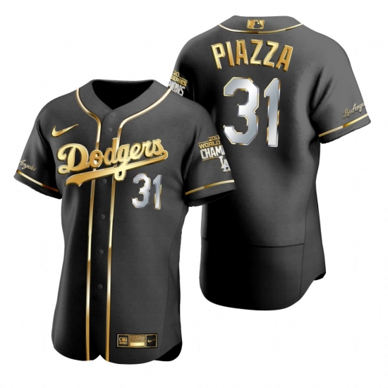 Men Los Angeles Dodgers 31 Mike Piazza Black 2020 World Series Champions Gold Edition Jersey Men Los Angeles Dodgers 31 Mike Piazza Black 2020 World Series Champions Gold Edition Jersey