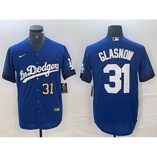 Men Los Angeles Dodgers 31 Tyler Glasnow Blue City Connect Cool Base Stitched Baseball Jersey 6 Men Los Angeles Dodgers 31 Tyler Glasnow Blue City Connect Cool Base Stitched Baseball Jersey 6
