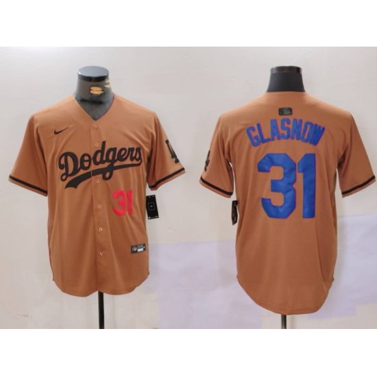 Men Los Angeles Dodgers 31 Tyler Glasnow Brown Cool Base Stitched Baseball Jersey 3 Men Los Angeles Dodgers 31 Tyler Glasnow Brown Cool Base Stitched Baseball Jersey 3