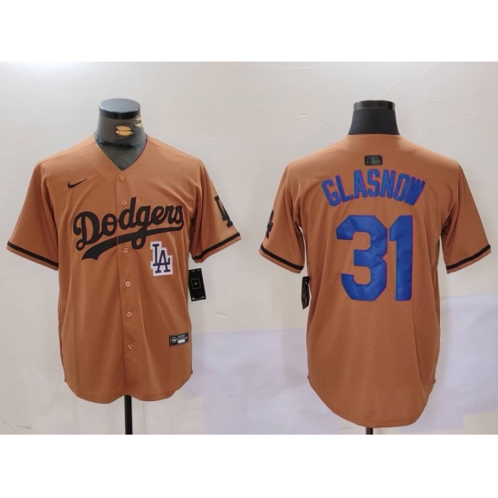 Men Los Angeles Dodgers 31 Tyler Glasnow Brown Cool Base Stitched Baseball Jersey Men Los Angeles Dodgers 31 Tyler Glasnow Brown Cool Base Stitched Baseball Jersey