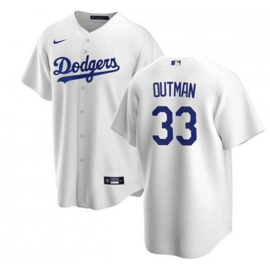 Men Los Angeles Dodgers 33 James Outman White Cool Base Stitched Baseball Jersey Men Los Angeles Dodgers 33 James Outman White Cool Base Stitched Baseball Jersey