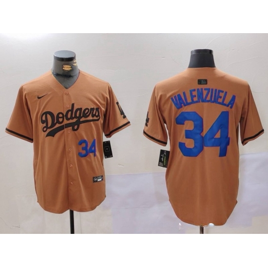 Men Los Angeles Dodgers 34 Fernando Valenzuela Brown Cool Base Stitched Baseball Jersey Men Los Angeles Dodgers 34 Fernando Valenzuela Brown Cool Base Stitched Baseball Jersey