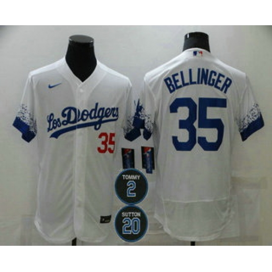 Men Los Angeles Dodgers 35 Cody Bellinger White 2 20 Patch City Connect Flex Base Stitched Jersey Men Los Angeles Dodgers 35 Cody Bellinger White 2 20 Patch City Connect Flex Base Stitched Jersey