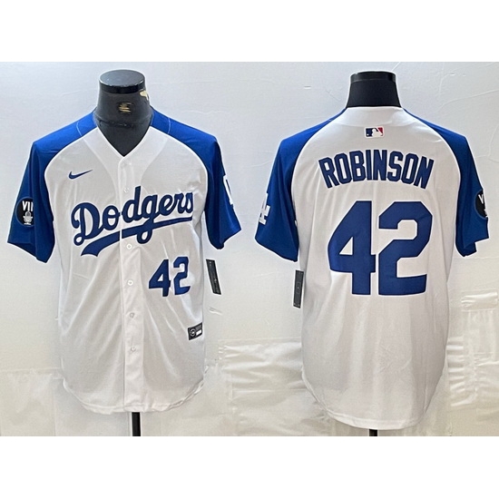 Men Los Angeles Dodgers 42 Jackie Robinson White Blue Vin Patch Cool Base Stitched Baseball Jersey 4 Men Los Angeles Dodgers 42 Jackie Robinson White Blue Vin Patch Cool Base Stitched Baseball Jersey 4