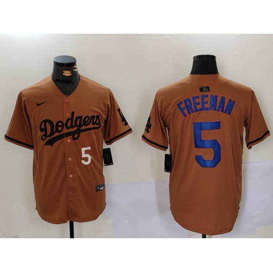 Men Los Angeles Dodgers 5 5 Freddie Freeman Brown Cool Base Stitched Baseball Jersey 3 Men Los Angeles Dodgers 5 5 Freddie Freeman Brown Cool Base Stitched Baseball Jersey 3