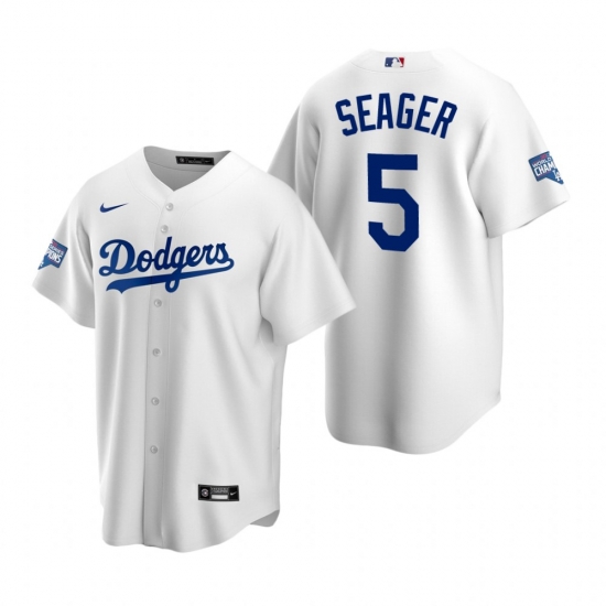 Men Los Angeles Dodgers 5 Corey Seager White 2020 World Series Champions Replica Jersey Men Los Angeles Dodgers 5 Corey Seager White 2020 World Series Champions Replica Jersey