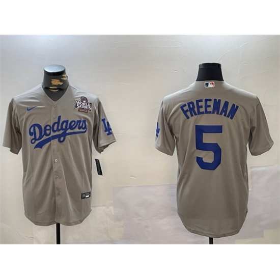 Men Los Angeles Dodgers 5 Freddie Freeman Grey 2024 World Series Cool Base Stitched Baseball Jersey Men Los Angeles Dodgers 5 Freddie Freeman Grey 2024 World Series Cool Base Stitched Baseball Jersey