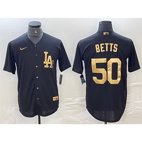 Men Los Angeles Dodgers 50 Mookie Betts Black Cool Base Stitched Baseball Jersey Men Los Angeles Dodgers 50 Mookie Betts Black Cool Base Stitched Baseball Jersey