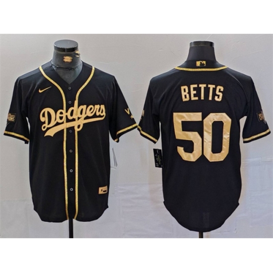 Men Los Angeles Dodgers 50 Mookie Betts Black Gold World Series Champions Cool Base Stitched Baseball Jersey Men Los Angeles Dodgers 50 Mookie Betts Black Gold World Series Champions Cool Base Stitched Baseball Jersey