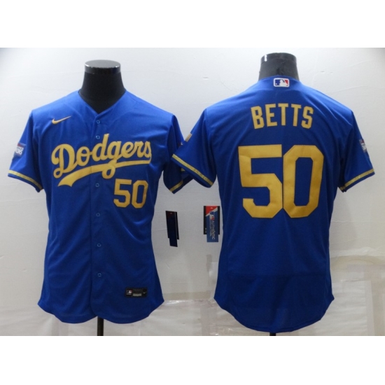 Men Los Angeles Dodgers 50 Mookie Betts Blue Gold 2020 World Series Flex Base Stitched Jersey Men Los Angeles Dodgers 50 Mookie Betts Blue Gold 2020 World Series Flex Base Stitched Jersey