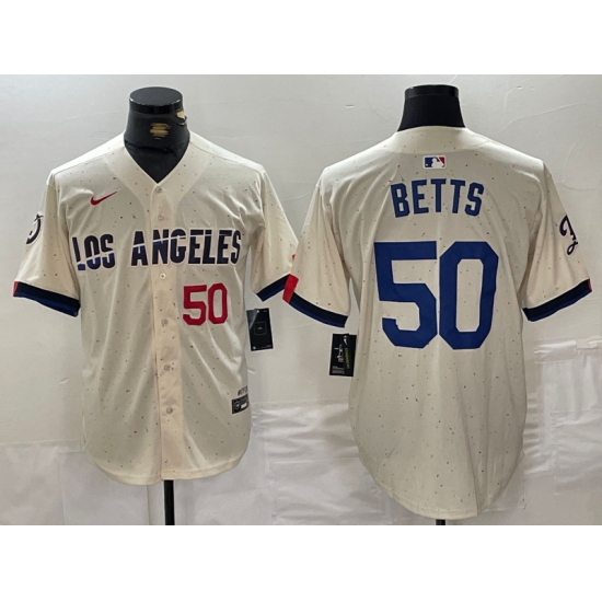 Men Los Angeles Dodgers 50 Mookie Betts Cream Stitched Baseball Jersey 2 Men Los Angeles Dodgers 50 Mookie Betts Cream Stitched Baseball Jersey 2