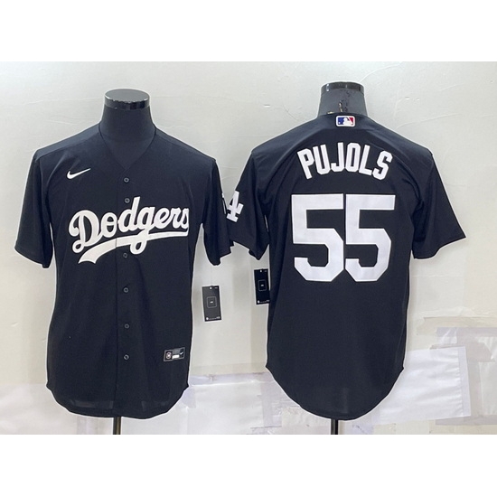 Men Los Angeles Dodgers 55 Albert Pujols Black Cool Base Stitched Baseball Jersey Men Los Angeles Dodgers 55 Albert Pujols Black Cool Base Stitched Baseball Jersey
