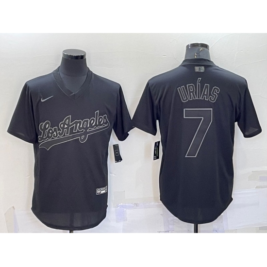 Men Los Angeles Dodgers 7 Julio Ur EDas Black Stitched Baseball Jersey Men Los Angeles Dodgers 7 Julio Ur EDas Black Stitched Baseball Jersey