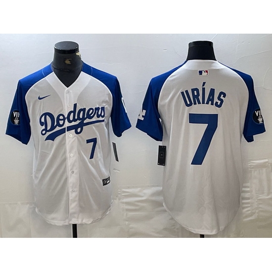 Men Los Angeles Dodgers 7 Julio Ur EDas White Blue Vin Patch Cool Base Stitched Baseball Jersey 1 Men Los Angeles Dodgers 7 Julio Ur EDas White Blue Vin Patch Cool Base Stitched Baseball Jersey 1