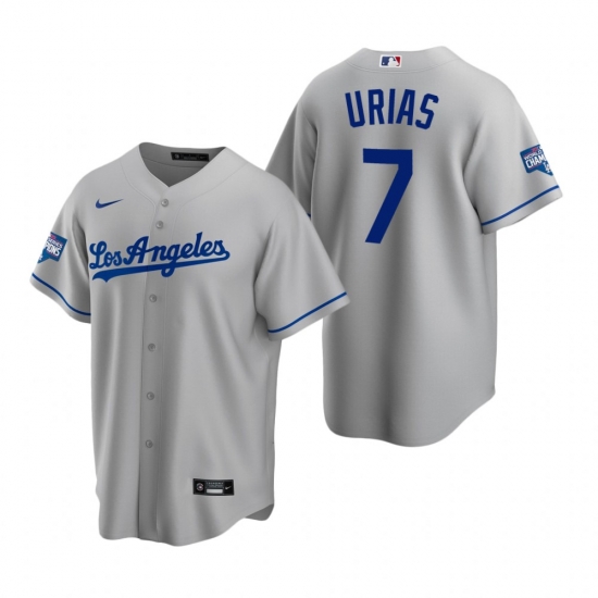 Men Los Angeles Dodgers 7 Julio Urias Gray 2020 World Series Champions Road Replica Jersey Men Los Angeles Dodgers 7 Julio Urias Gray 2020 World Series Champions Road Replica Jersey