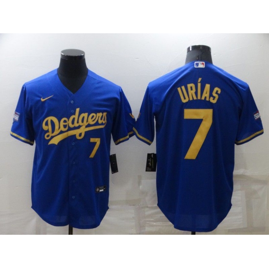 Men Los Angeles Dodgers 7 Urias Blue gilt character Nike Game 2022 MLB Jersey Men Los Angeles Dodgers 7 Urias Blue gilt character Nike Game 2022 MLB Jersey