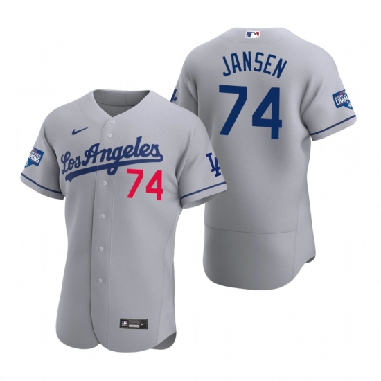 Men Los Angeles Dodgers 74 Kenley Jansen Gray 2020 World Series Champions Road Flex Base Jersey Men Los Angeles Dodgers 74 Kenley Jansen Gray 2020 World Series Champions Road Flex Base Jersey