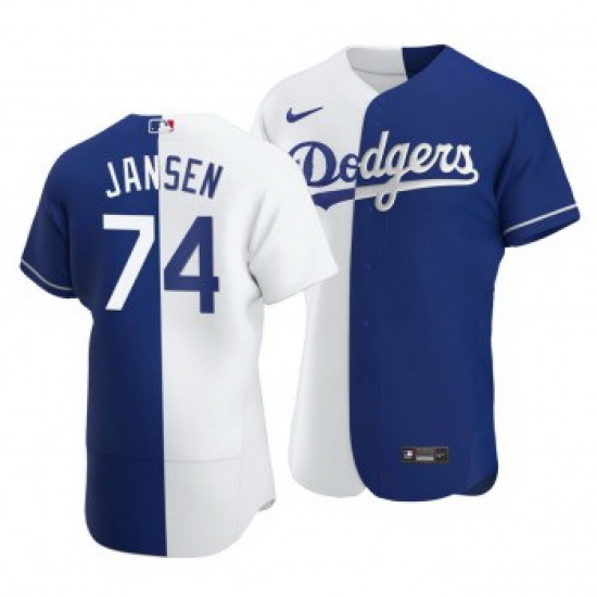 Men Los Angeles Dodgers 74 Kenley Jansen Split White Blue Two Tone Jersey Men Los Angeles Dodgers 74 Kenley Jansen Split White Blue Two Tone Jersey