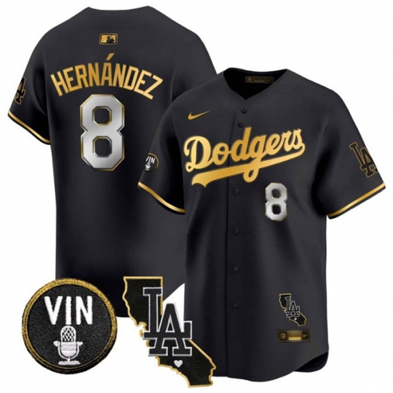 Men Los Angeles Dodgers 8 Enrique Hernandez Black Gold Vin 26 California Patch Vapor Premier Limited Stitched Baseball Jersey Men Los Angeles Dodgers 8 Enrique Hernandez Black Gold Vin 26 California Patch Vapor Premier Limited Stitched Baseball Jersey