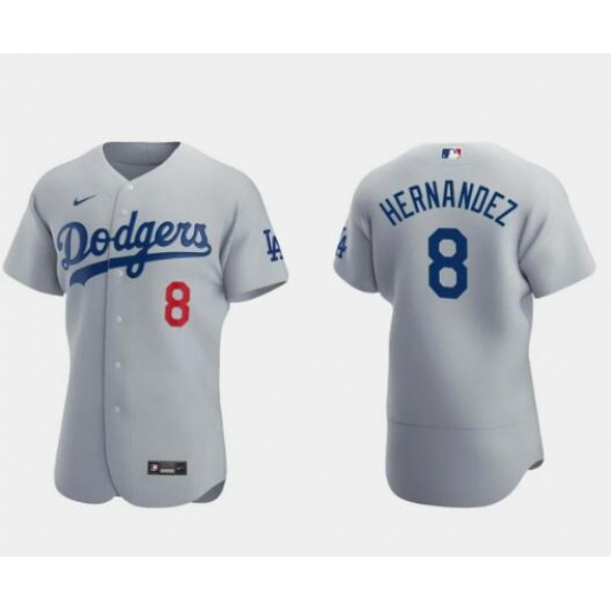 Men Los Angeles Dodgers 8 Enrique Hernandez Gray Flex Base Stitched Jersey Men Los Angeles Dodgers 8 Enrique Hernandez Gray Flex Base Stitched Jersey