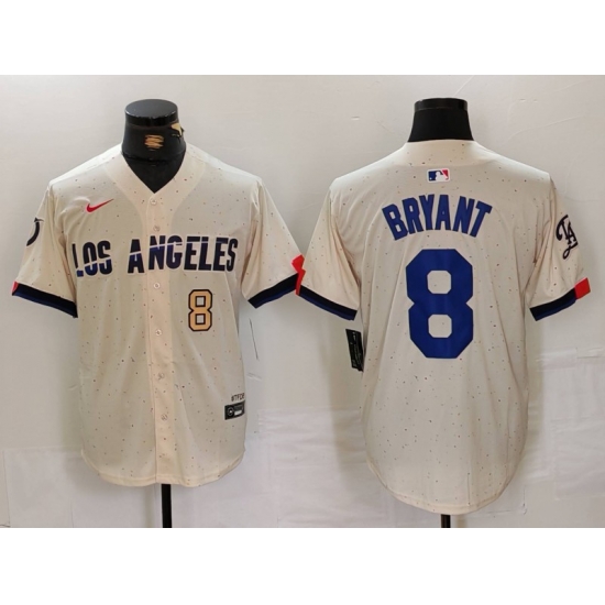 Men Los Angeles Dodgers 8 Kobe Bryant Cream Stitched Baseball Jersey 2 Men Los Angeles Dodgers 8 Kobe Bryant Cream Stitched Baseball Jersey 2