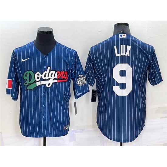 Men Los Angeles Dodgers 9 Gavin Lux Navy Mexico World Series Cool Base Stitched Baseball Jersey Men Los Angeles Dodgers 9 Gavin Lux Navy Mexico World Series Cool Base Stitched Baseball Jersey